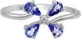 0.69 Cts Natural Tanzanite Ring 0.04 Cts Diamond Ring, Blue Stone Sterling Silver December Birthstone Ring Jewelry Gift For Women Mom Wife Girlfriend Sister